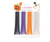 Scrapcooking - Set de 4 stilouri de ciocolată de Halloween - negru, portocaliu, violet și alb, scrieți și desenați pe deserturi, prăjituri și biscuiți Naty Shop