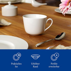 Villeroy & Boch – Twist White Geschirrset 30 Teilig Für 6 Personen, Spülmaschinenfest, Mikrowellensicher, Teller Set, Geschirr, Tafelservice, Kombiservice, Modernes Service Aus Porzellan Seturi vesela masa Naty Shop