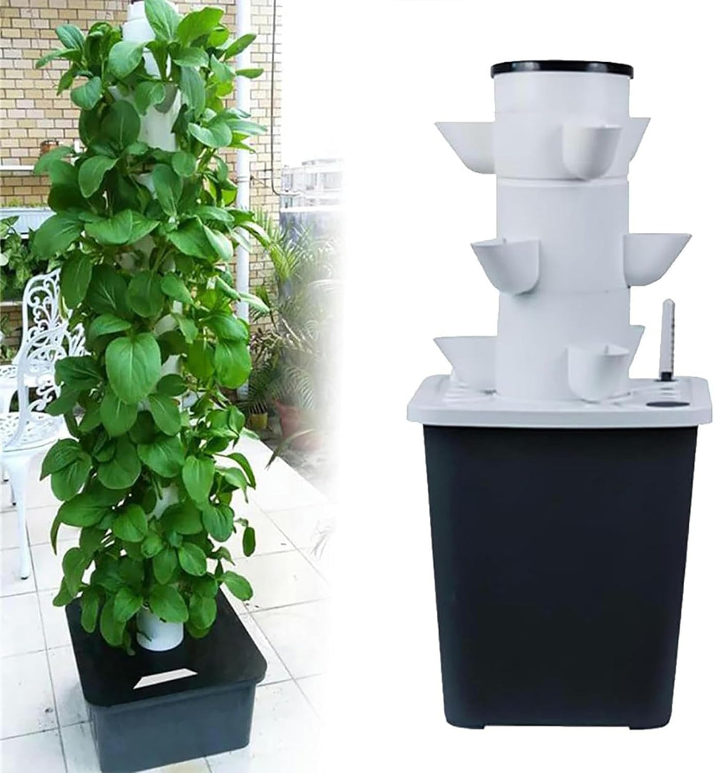 30 Capsules Hydroponic Tower, Hydroponic Grow System, Herbs, Fruits & Vegetables Aeroponic Grow Kit with Humidification Pump, Adapter, Mesh Pot, Herbs, Fruits & Vegetables Timer