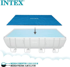 Intex Ultra Frame Rectangular Mattress Cover 549 x 274 cm, 160 Micron Thickness, Manufactured Dimensions: 538 x 253 cm, 28016, Blue