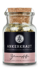 Ankerkraut Zitronenpfeffer, 85g in cork glass, Pfeffer-Mischung Citrus Frische-Kick, Einfach Kochen mit Gesmack & Aroma