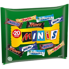 Mini Mixed Chocolate Bulk Pack, 20 Mini Chocolate Snacks (Mars, Snickers, Bounty, Twix, Milky Way), As Candy, Chocolate Gift, Candy Box, 400g