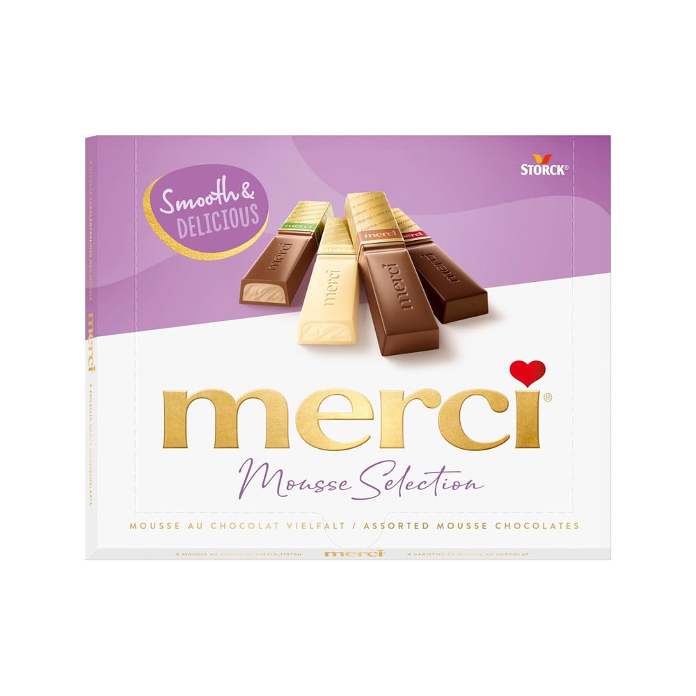 merci Finest Selection Mousse au Chocolat Variety – 1 x 210 g – Specialties Exquisite Chocolate Mousse – Filled and unfilled Pralines