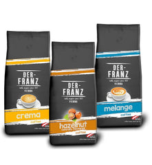Pachet de cafea Der-Franz TOP 3 - Crema, Melange, Alune, Boabele întregi, 3 x 1000g