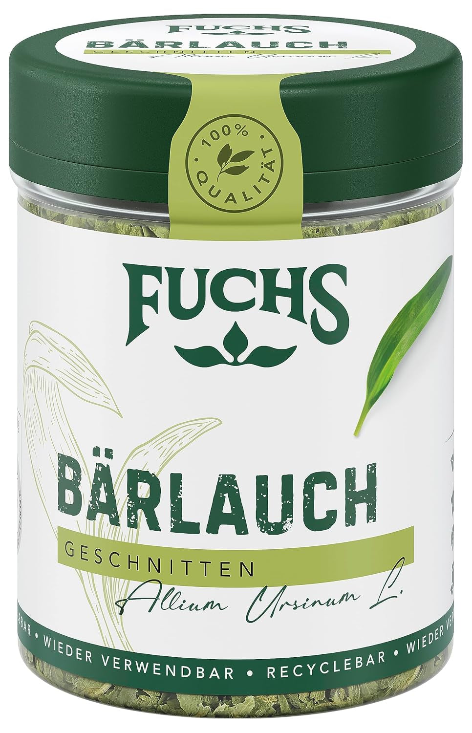 Fuchs Gewürze - Bärlauch geschnitten - würzige Schärfe für Quark-Dips, Frischkäse oder Risotto - natural ingredients - 8 g in wiederverwendbarer, recyclebarer Dose