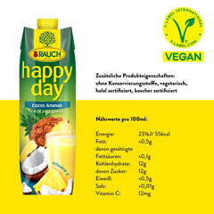 Rauch Happy Day Coconut-Pineapple | A trip to the Caribbean | Pineapple fruit juice and coconut water | 6 x 1 liter, Tetra Prisma Alcohol-free drinks Naty Shop