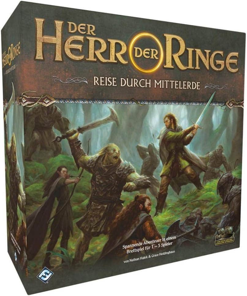 Fantasy Flight Games, The Lord of the Rings: Journeys to Middle Earth, Core Set, Expert Game, Dungeon Crawler, 1-5 Players, Ages 14+, 60+ Minutes, German, Multicolor.