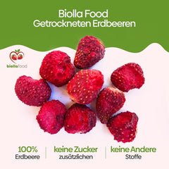biolla food căpșuni întregi uscate, 0,5 kg, 100% naturale. Gustări sănătoase pentru copii. Ideale pentru smoothie-uri, muesli cu ovăz, ceai și terci. Durată lungă de valabilitate. VEGAN, FĂRĂ GLUTEN, ALIMENTE CRUDE Produse deshidratate Naty Shop