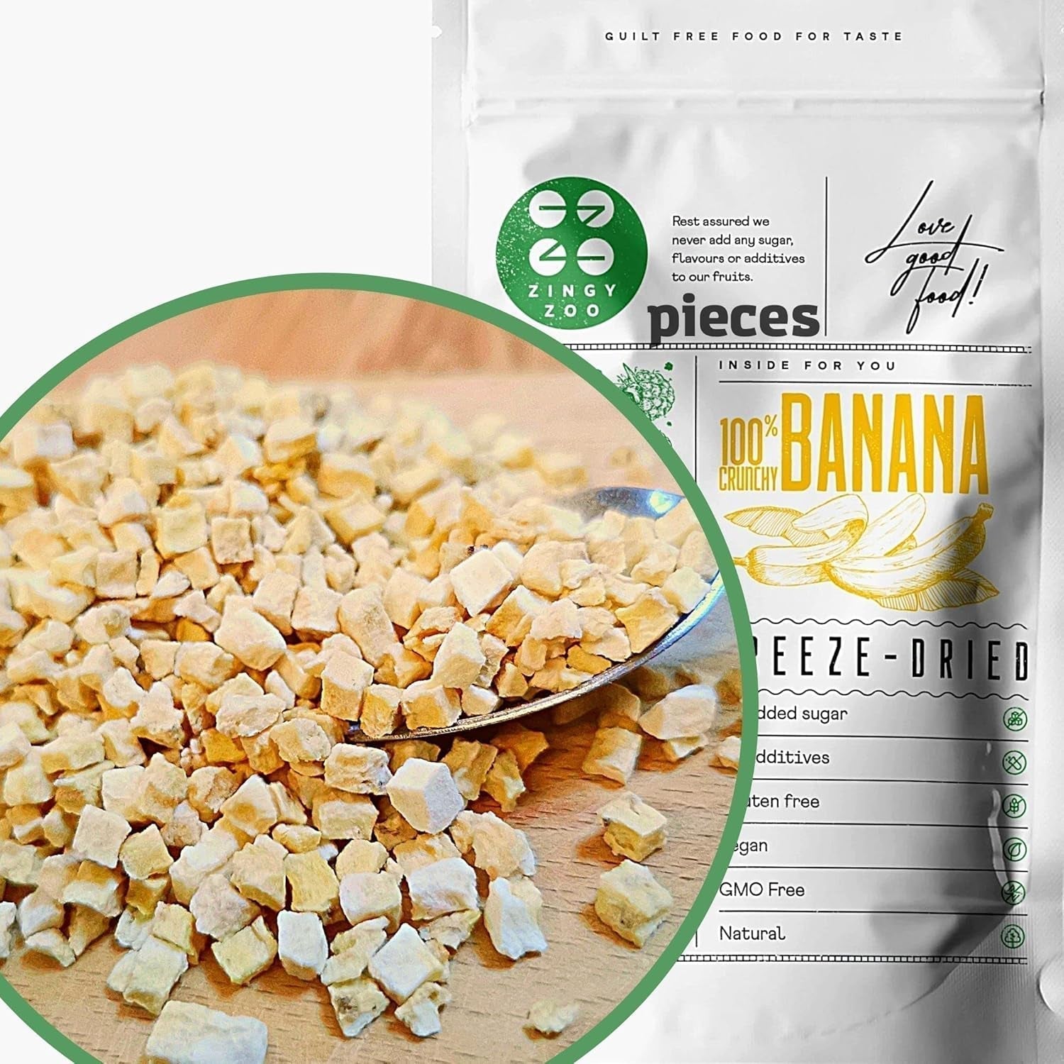 Bucăți de banane liofilizate | Banane uscate fără zahăr | Banane liofilizate | Banane cu fructe uscate | Banane proaspete liofilizate | Bucăți de banane cu fructe liofilizate Produse deshidratate Naty Shop Titlu implicit