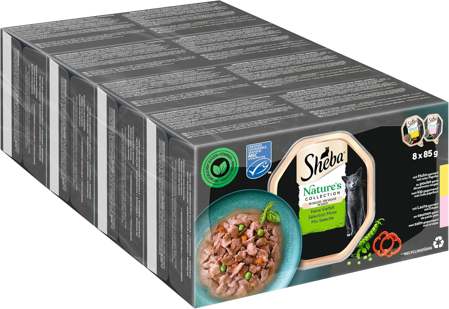 Sheba Nature`S Collection in Sauce - Cea mai fină hrană umedă pentru pisici în bol - Poultry Variation - 32 X 85G