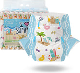 CutiePlusU Adult Diapers, 10 Pack, Disposable Sheet Diapers for Women and Men, Maximum Absorbency Overnight - I Love Summer (Medium Size 71-96cm)