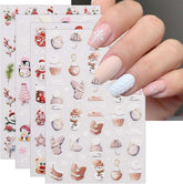 JMEOWIO Nagelsticker Weihnachten 6 Blatt Nail Art Sticker Selbstklebend Nagelaufkleber Schneeflocke Winterurlaub Niedlich Dekoration Nageldesign Zubehör