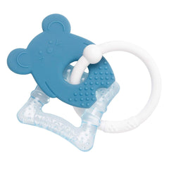 Inel de dentiție răcoritor din silicon Nattou, Șoricel, Umplut cu apă, Fără BPA, 13,5 x 10,5 x 15 cm, Silicon, Albastru/Alb