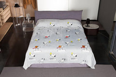 Kanguru Bed, bedspread, fleece blanket for double bed, microfiber blanket, Snoopy Peanuts GRAY, 230X230Cm, summer blanket, bedroom bedspread Beds and Blankets Besuche den Kanguru-Store
