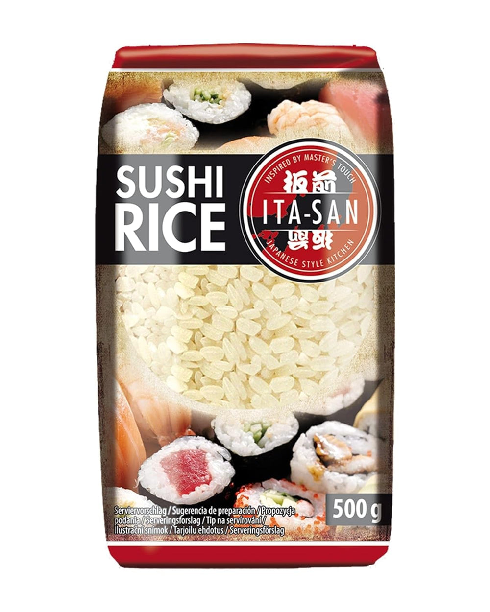 ITA-SAN Sushi Rice, Round Grain, Top Quality, 100% Pure Variety, Quick and Easy Preparation, Vegan, Halal, Gluten Free (1 x 500g)