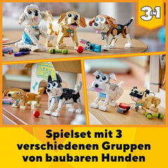 LEGO 31137 Creator 3In1 Cute Dog Set with Animal Figures Dachshund, Pug, Poodle and More, Toy for Kids 7+, Gift for Dog Lovers Building Sets Besuche den LEGO-Store