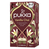 Pukka | Amestec de ceaiuri aromatizate bio „Vanilla Chai” | Scorțișoară, ghimbir și vanilie | Ceai pentru o răsfățare cu dulceață naturală | Pachet de 1 | 20 pliculețe de ceai