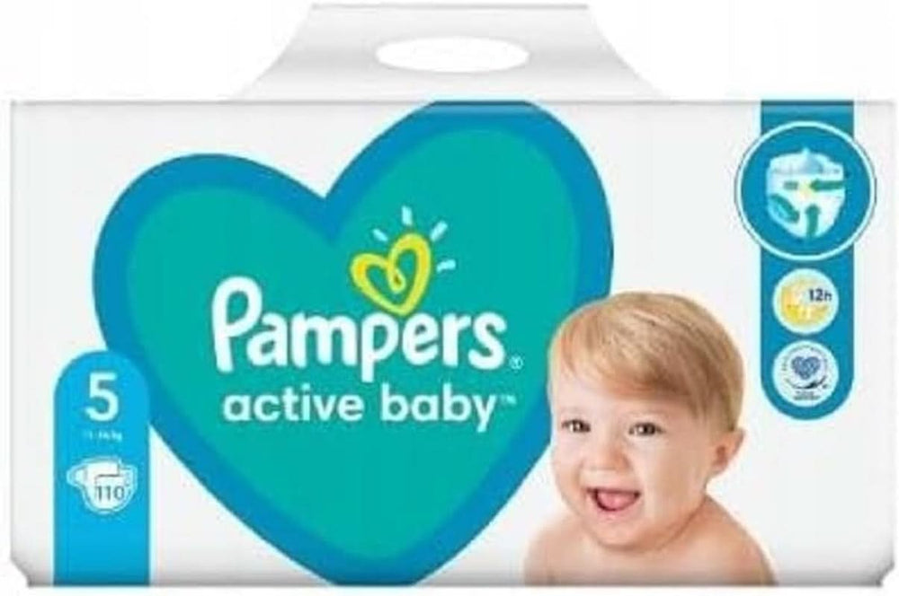 Pampers diapers size 5 (11-16 kg), Active Baby diapers, 110 pieces, protection against leaks all day Mother and Baby Naty Shop