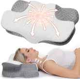 Wellsync pernă pentru gât Pernă ergonomică Pernă din spumă de memorie Pernă ortopedică Pentru persoane care dorm lateral Persoane care dorm pe spate Persoane care dorm abdominal Dureri de gât Alb Gri Perne ortopedice cervicale Naty Shop Titlu implicit