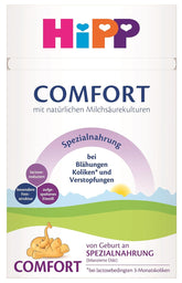 Formula specială HiPP Comfort (4 x 600 g), de la naștere, cu conținut redus de lactoză, pentru gestionarea dietetică a colicilor, balonării și constipației