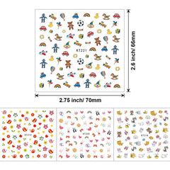 Autocolante de unghii pentru copii și fete, peste 600 de modele, animale, fructe, dinozauri, mașini, flori, autoadezive 3D, autocolante pentru unghii pentru copii, petrecere de ziua de naștere, cadou de salon de unghii cu ceai și spa