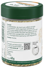 Fuchs Gewürze - Fennel ganz - sweet-würziges Aroma für Obstsalate, Oat-Meals oder Curries - natural ingredients - 45 g in wiederverwendbarer, recyclebarer Dose
