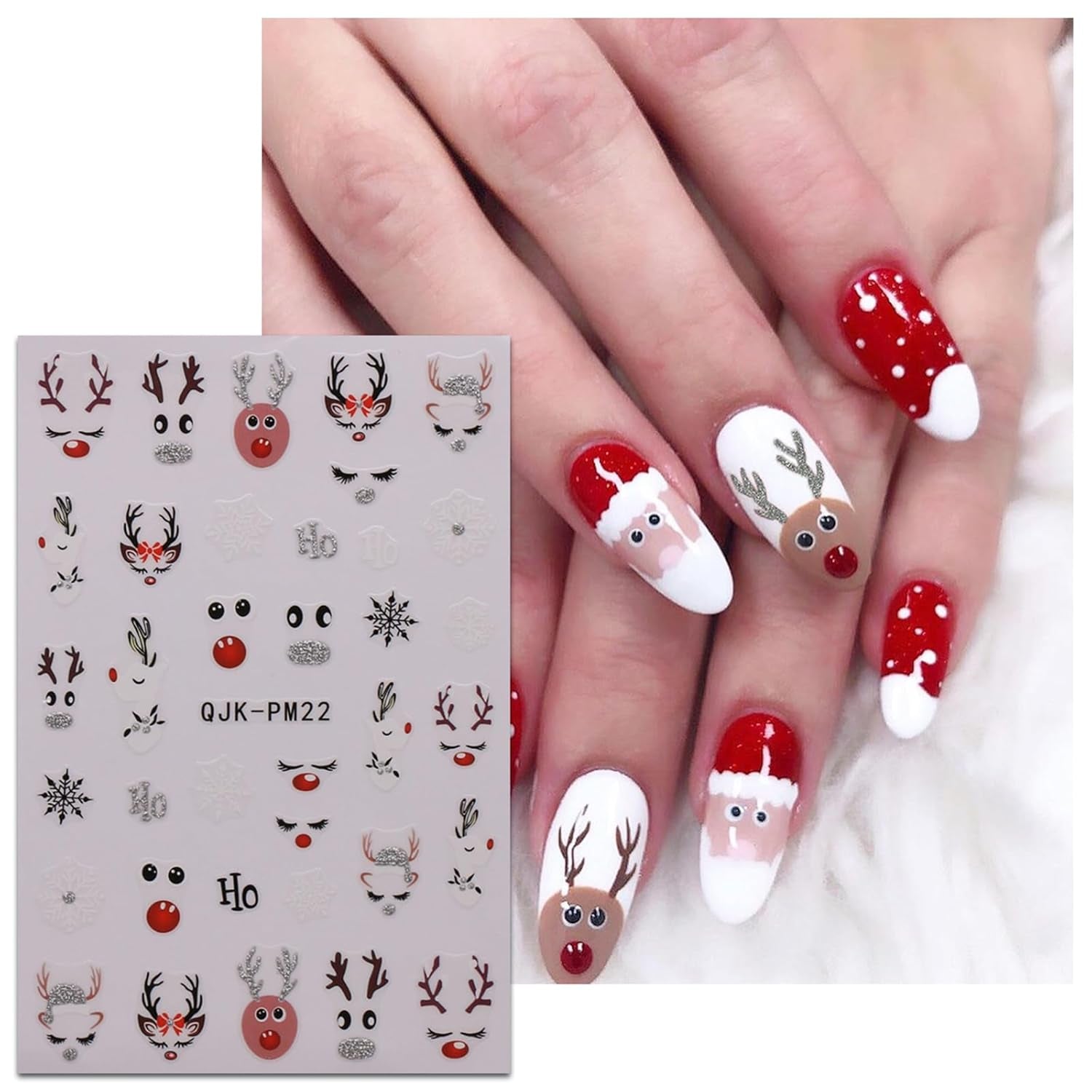 JMEOWIO Nagelsticker Glitzer Weihnachten 10 Blatt Nail Art Sticker Selbstklebend Nagelaufkleber Schneeflocken Winter Dekoration Nageldesign Zubehör
