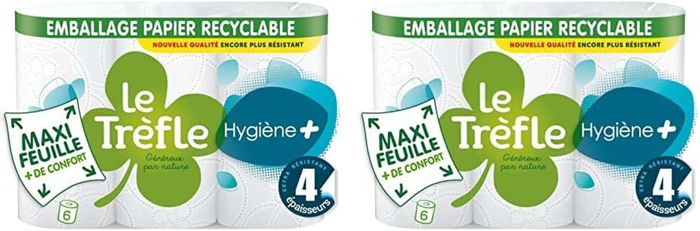 Le Trefoil Hygiene + hĂąrtie igienicÄ, 6 role, 4 tÄri (pachet cu 2)