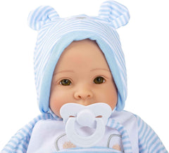 Păpușa Small Foot Lukas, inclusiv haine detașabile, suzetă și pătură moale, jucărie de rol, 11238