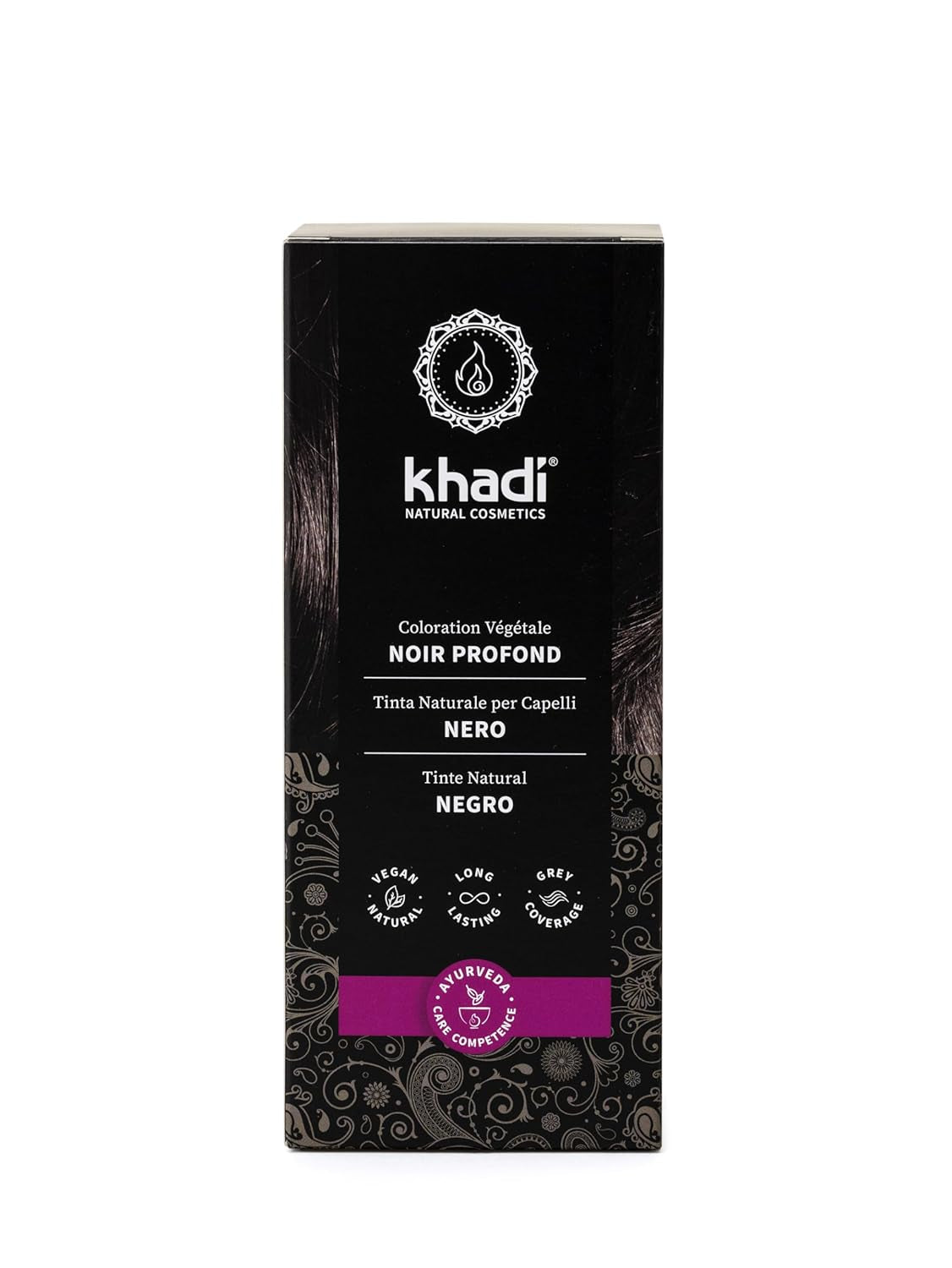 vopsea de păr din plante khadi BLACK - Colorează-ți părul într-un negru intens misterios, fără o nuanță albastră - 100% pe bază de plante, natural și vegan - 100g Vopsea pentru par Naty Shop