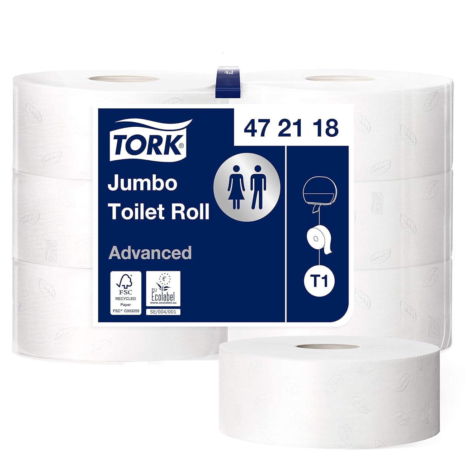 Hârtie igienică Tork Jumbo White T1, Advanced, 2 straturi, 6 × 380 M, 472118