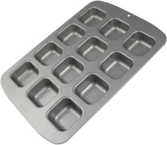 CSB106 Quadratische Antihaftbeschichtete Backform Mit 12 Minilöchern Aus Karbonstahl, Edelstahl, Silver, 37.3 X 26.1 X 3.1 Cm Molds and trays for baking Naty Shop