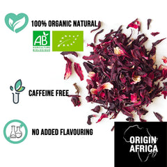 ORIGEENS CEAI DE HIBISCUS BIO Calitate premium - 50 pliculeÈe | Flori de hibiscus uscate bio pentru ceai, ceai de fructe, ceai rece, ceai karkade | Ceai de hibiscus pentru curÄ de detoxifiere Èi drenaj