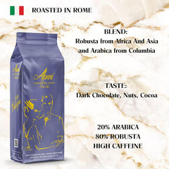 Ganze Kaffeebohnen, mittelgeröstet, Espresso, beste Crema, 1 kg, authentisch italienisch, Premium-Qualität, überlegenes Aroma in allen Kaffeemaschinen, blaues Etikett, 20 % Arabisch, 80 % Robusta,