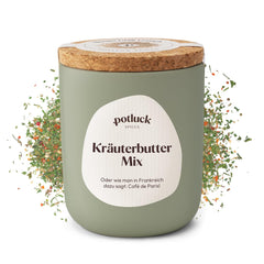 Potluck | Kräuterbutter-Gewürz | Würzmischung im Keramiktopf | 45g | Vegan, glutenfrei und mit natürlichen Inhaltsstoffen