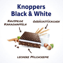 Black and White – 2 x 200g (2 x 8 pieces) – Wafer slices filled with dark cocoa wafers, pieces of black dough, milk and nougat cream