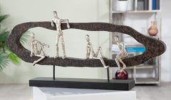 Casablanca design modern GILDE Deco Sculptura Figura - Best Friends - Hang Out Argint, lemn/aluminiu - lățime 75 cm Statuete si sculpturi Naty Shop