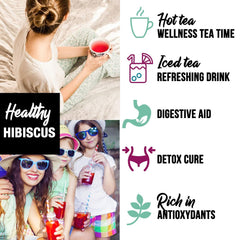 ORIGEENS CEAI DE HIBISCUS BIO Calitate premium - 50 pliculeÈe | Flori de hibiscus uscate bio pentru ceai, ceai de fructe, ceai rece, ceai karkade | Ceai de hibiscus pentru curÄ de detoxifiere Èi drenaj