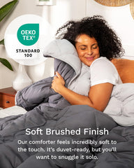 All Seasons Twin/Twin XL în jos plapumă alternativă reversibilă - respirabil, extra lung, de înaltă calitate, microfibră moale - plapumă gri acoperire inserție Plapumi si pilote Naty Shop