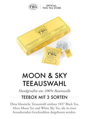 TWG Tea | Moon & Sky Selection | Cutie de ceai cu 3 sortimente | 15 pliculețe de ceai cusute manual din bumbac | Set cadou