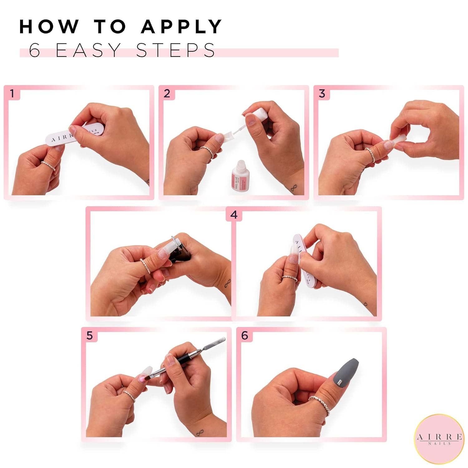 AIRRE 500 Unghii cu Gel Profesionale Či 3 Pile cu Cutie - (10 MÄrimi) Unghii False SemilunÄ Franceze, Pentru Saloane Či Uz AcasÄ, TÄiere, Pilire Či Modelare, Gel UV/LED, OjÄ Či Nail Art (Natural)