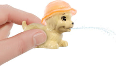 Set de joacă Barbie Puppy Pool Party cu păpușă la modă, căsuță pentru câini și tobogan, piscină în formă de inimă, 2 figurine câini, 6 accesorii și schimbător de culoare, JBF35