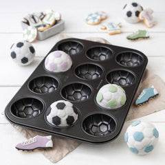 Zenker 12Er Muffinform – Muffinbackblech Für Muffins Und Cupcakes Aus Der Serie Soccer Baking– Hitzebeständiges 12Er Muffinblech Mit Antihaftbeschichtung, Schwarz Molds and trays for baking Naty Shop