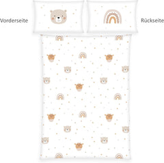 Herding Babybest Little Friends Winterbettwäsche, Kopfkissenbezug 40 X 60 Cm Mit Hoteleinschlag, Bettbezug 100 X 135Cm, Mit Reißverschluss, 100% Baumwolle/Flanell, Weiß, Twin Naty Shop