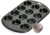 Original Kaiser Inspiration Muffinform-Set 2-Teilig, Muffinblech Mit Xmas Papierbackförmchen Für 12 Muffins, 38 X 27 Cm, Cupcake Form Antihaftbeschichte, Schwarz Molds and baking trays Naty Shop