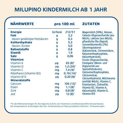 Milupa Milupino Lapte de creștere gata de băut (6x1L), de la 1 an, pentru copiii mici în faza de creștere