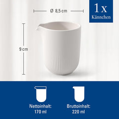 Villeroy & Boch – Cană de lapte Afina 170 ml, albă, potrivită pentru mașina de spălat vase, potrivită pentru cuptorul cu microunde, doză de lapte, accesoriu pentru cafea, ulcior ceramic, sosieră, veselă, porțelan premium