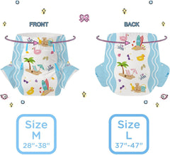 CutiePlusU Adult Diapers, 10 Pack, Disposable Sheet Diapers for Women and Men, Maximum Absorbency Overnight - I Love Summer (Medium Size 71-96cm)