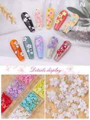 Kalolary Flori Nail Art Talismani, Flori Acrilice 3D pentru Unghii Ornamente Florale cu Cinci Petale Pietre PreÈioase pentru Unghii Strasuri pentru Unghii MÄrgele Metalice Mixte pentru Design Nail Art DIY ConfecÈionarea Bijuteriilor (2 Cutii)