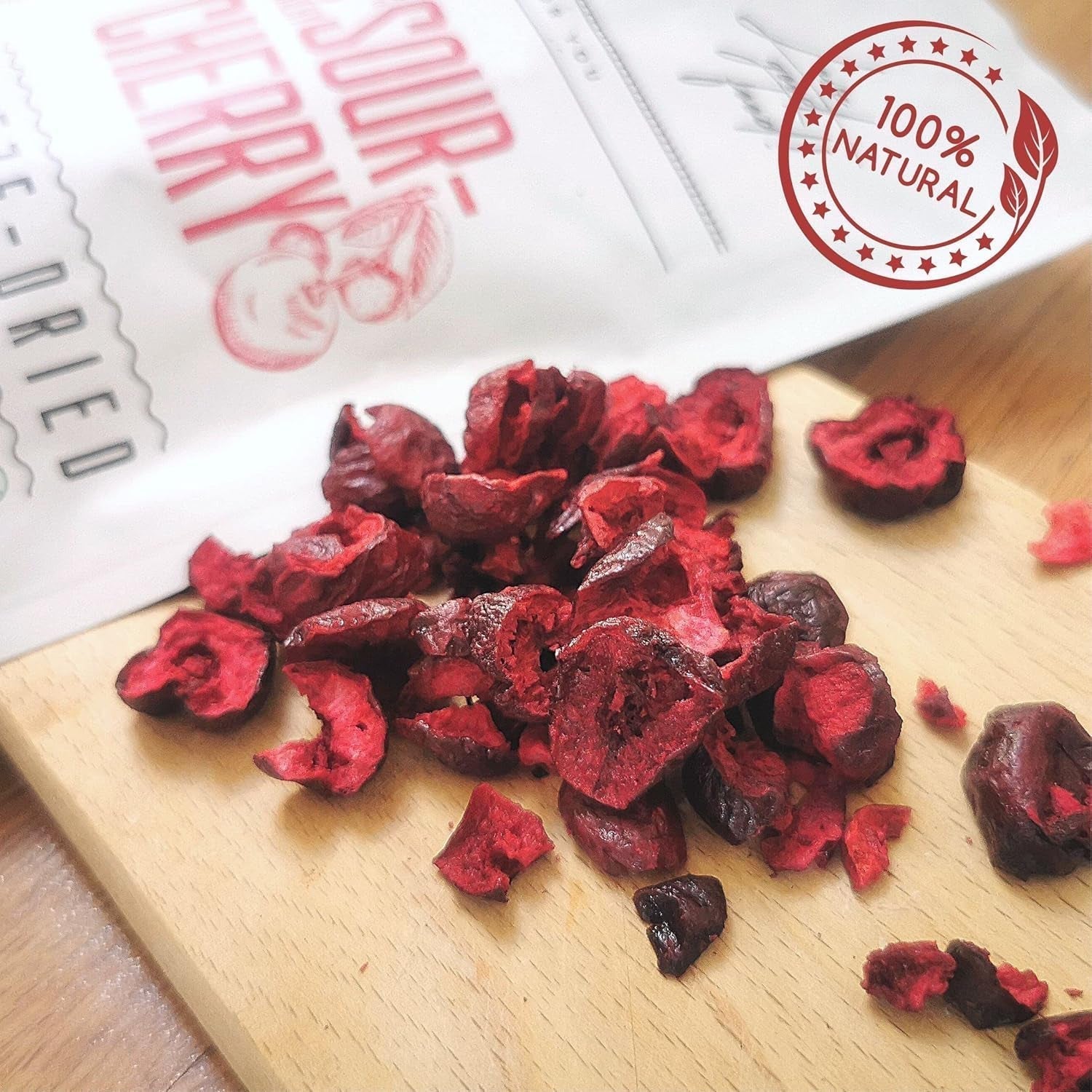 Cireșe amare liofilizate | 100% naturale bucăți de fructe liofilizate Fructe uscate | Cireșe amare uscate | Cireșe amare liofilizate | ZingyZoo Produse deshidratate Naty Shop